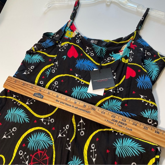 Iron Fist black calico jack mermaids leaves anchors jersey romper Womens 2XL - Picture 7 of 13